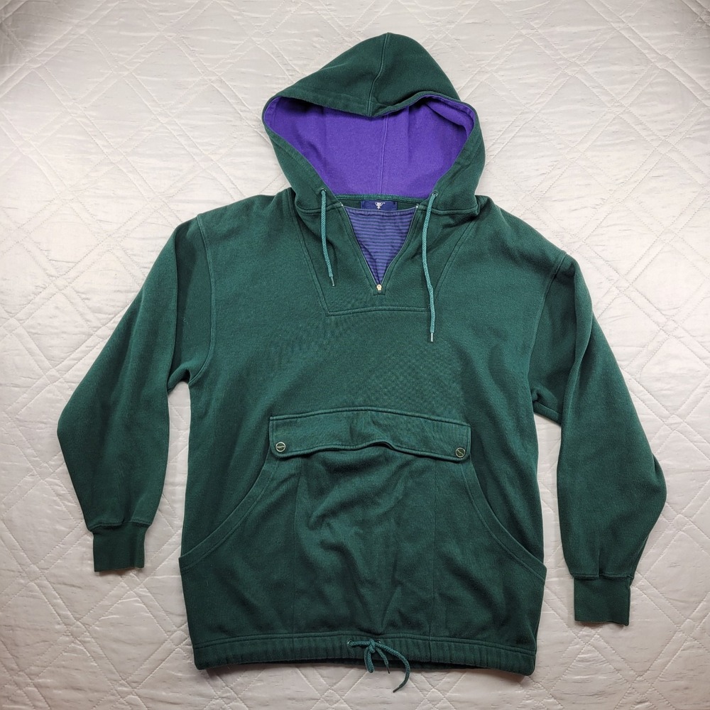 Regatta Sport Vintage pull on green hoodie w/ purple trim size XL